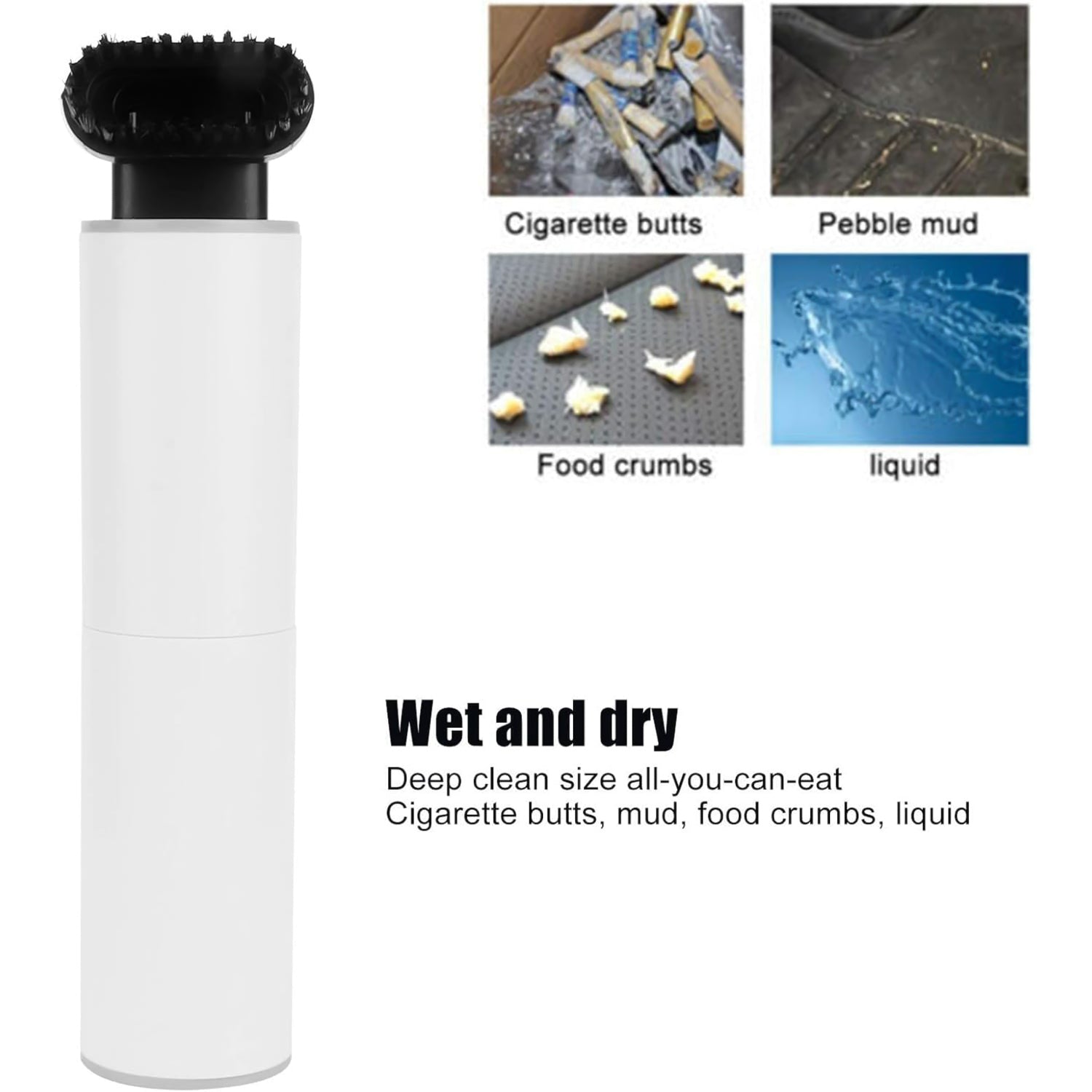 Wukusy handheld mini portable car vacuum cleaner for automotive cleaning, shown in black with compact design in a set.
