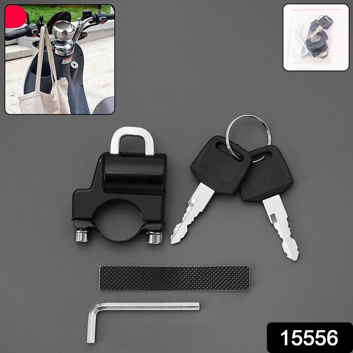 Wukusy heavy-duty motorcycle helmet lock attached to a motorcycle, providing secure storage for helmets during rides.