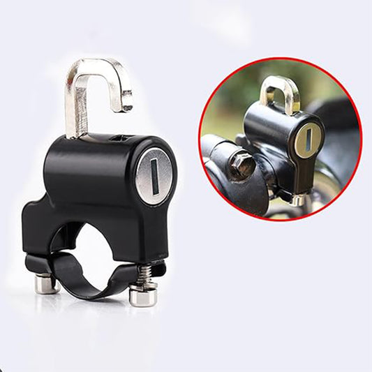 Heavy-duty motorcycle helmet lock by Wukusy, sturdy automotive lock with secure strap for motorcycle safety.