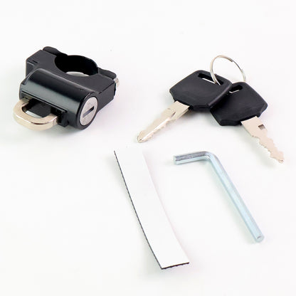 Wukusy heavy-duty motorcycle helmet lock attached to a motorcycle for secure storage and safety.