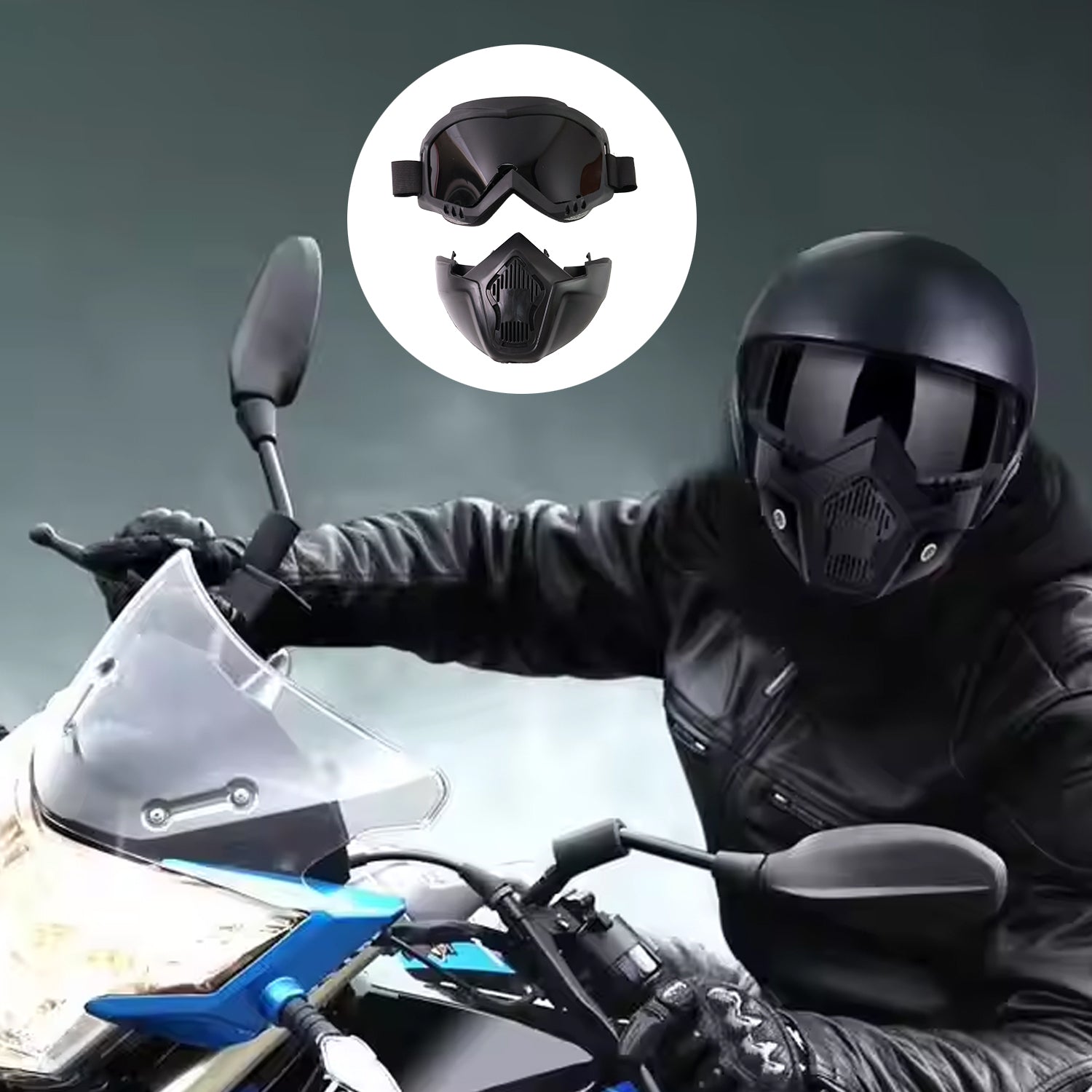 Wukusy motorcycle off-road helmet goggles with windproof lenses, designed for riding protection and clear visibility.