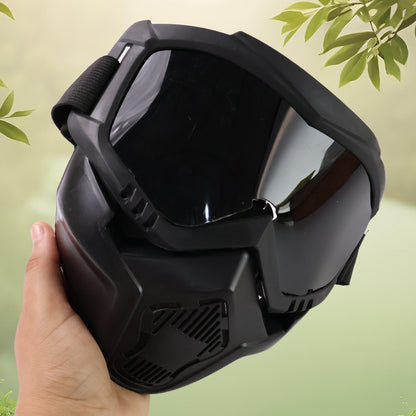 Wukusy motorcycle off-road helmet goggles with windproof design, clear lenses, adjustable strap, and protective mask for riding.