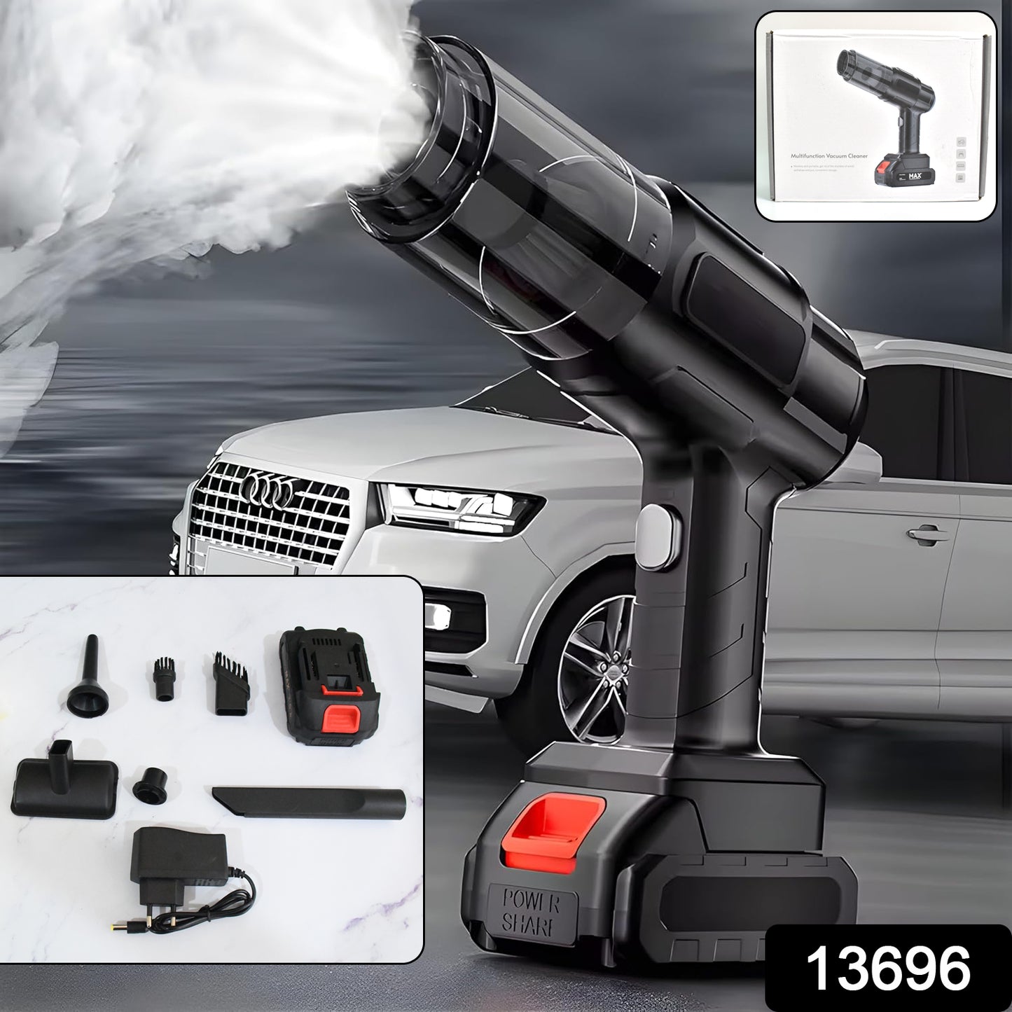 Wukusy automotive multifunction 240v wireless handheld vacuum cleaner set with ergonomic design for car cleaning.