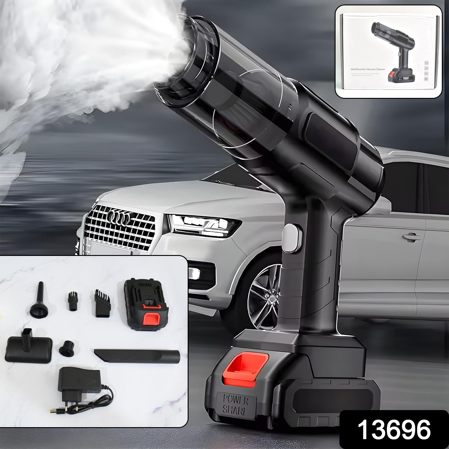 Wukusy automotive multifunction 240v wireless handheld vacuum cleaner set with ergonomic design for car cleaning.