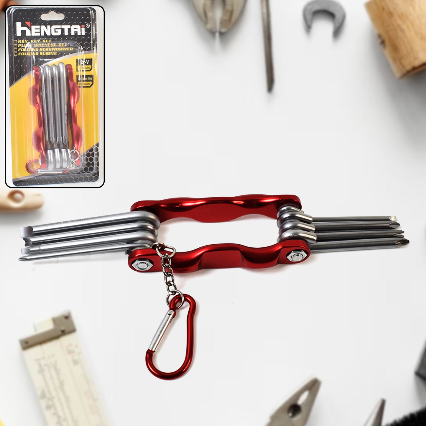 Portable Wukusy 8-in-1 cycling bike repair tool set with wrench and screwdriver, ideal for on-the-go bike maintenance.