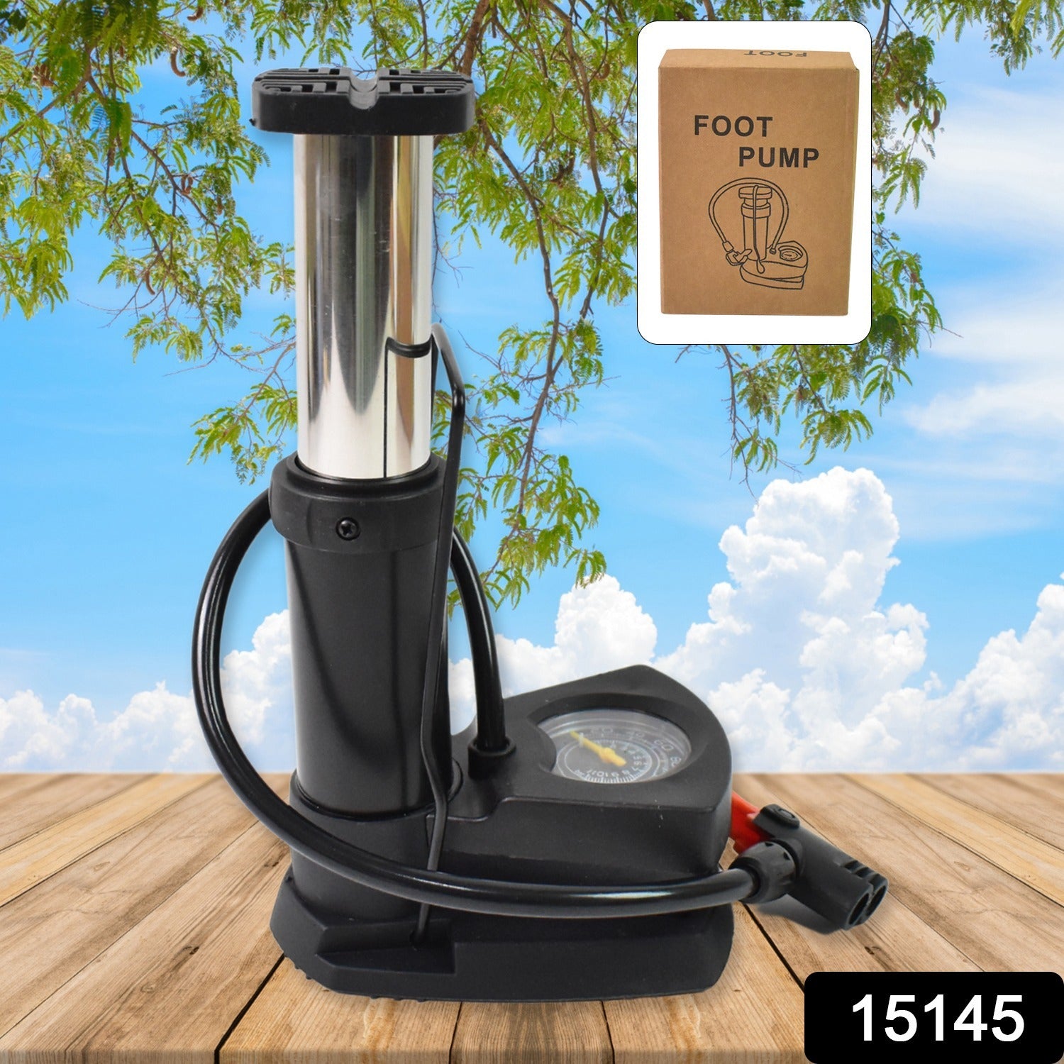 Wukusy portable mini bike pump with foot pedal for inflating bicycle tires, compact and lightweight automotive air pump.