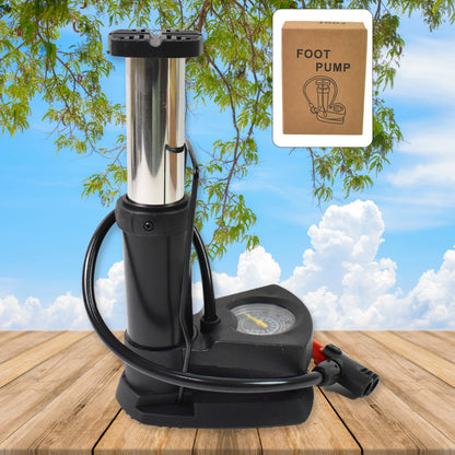 Wukusy portable mini bike pump, foot-operated cycle pump for inflating bicycle tires, compact and lightweight automotive tool.