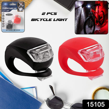 Wukusy silicone LED bike light set with two compact, waterproof lights for improved visibility during nighttime cycling.