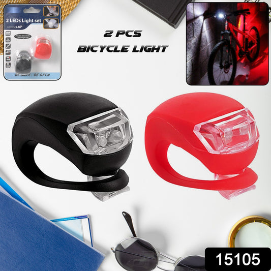 Wukusy silicone LED bike light set with two compact, waterproof lights for improved visibility during nighttime cycling.
