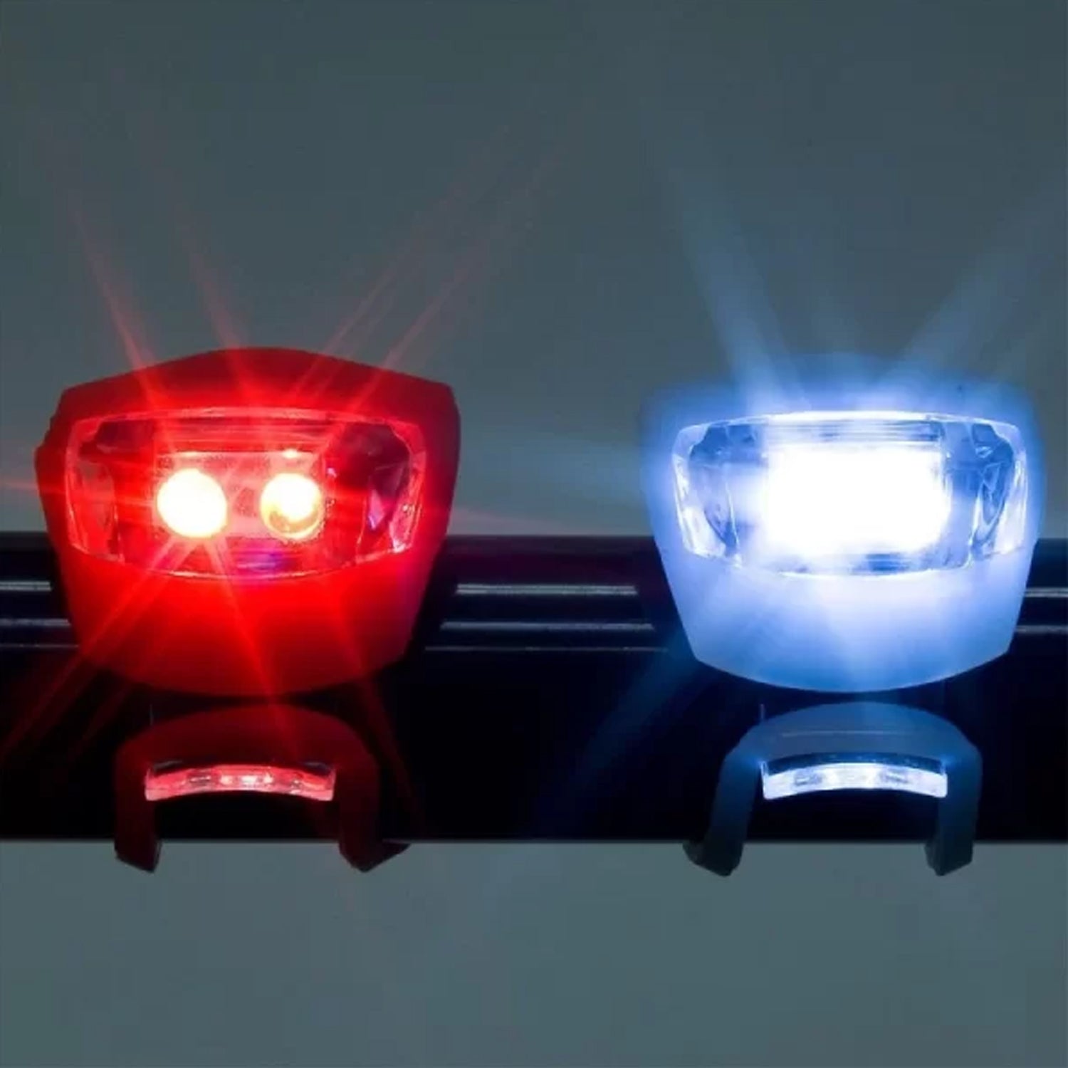 Wukusy silicone LED bike light set with two compact, waterproof lights for enhanced visibility during cycling.