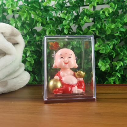 Wukusy solar-powered moving head Buddha car ornament in mixed colors, decorative automotive accessory for vehicles.
