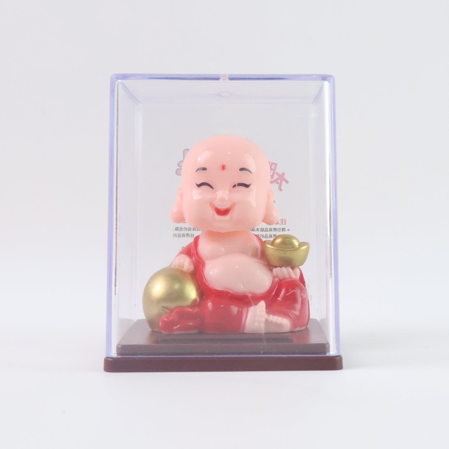 Wukusy solar-powered moving head Buddha car ornament in mixed colors, decorative automotive accessory for vehicles.