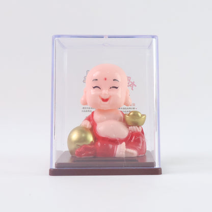 Wukusy solar-powered moving head Buddha car ornament in mixed colors, decorative automotive accessory for vehicles.