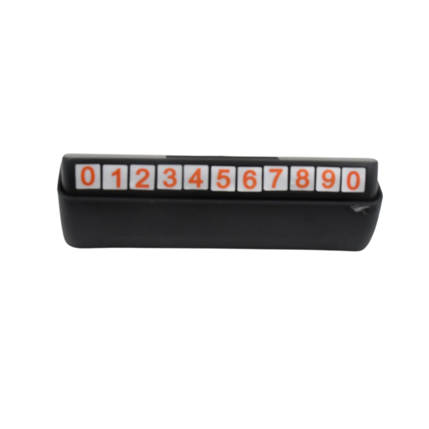 Wukusy automotive temporary car parking mobile number display with magnetic number stickers on a vehicle window.