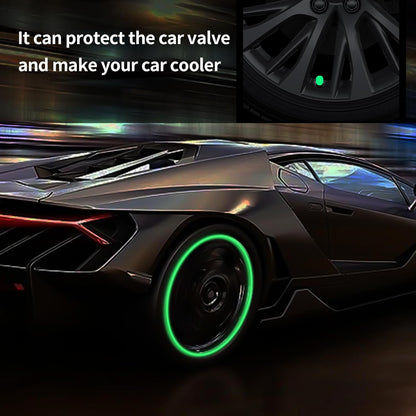 Set of 100 luminous glow car tyre valve caps by Wukusy, automotive tyre valve covers with glowing features for vehicles.