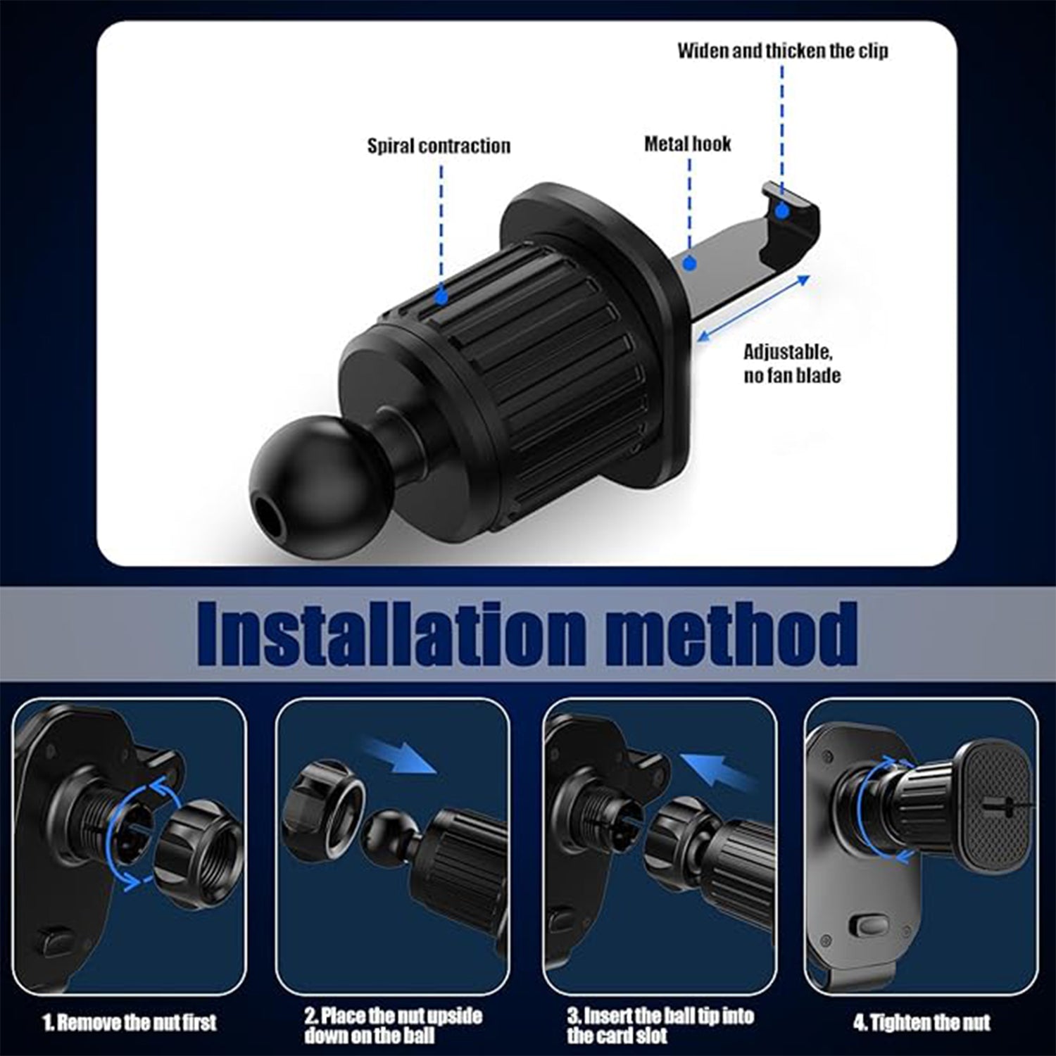 Wukusy universal air vent gravity car phone holder mount attached to vehicle air vent, holds smartphone securely for driving.