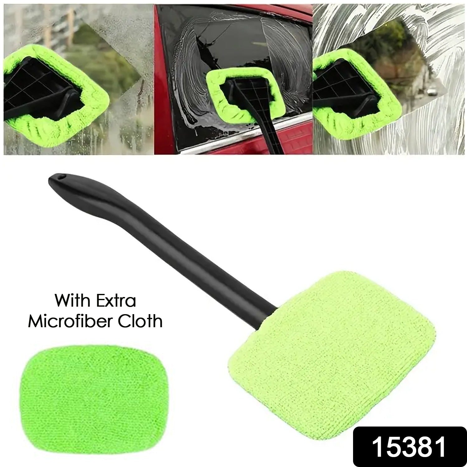 Wukusy automotive windshield cleaner wiper with a microfiber cloth, designed for car glass cleaning, 38 cm long.