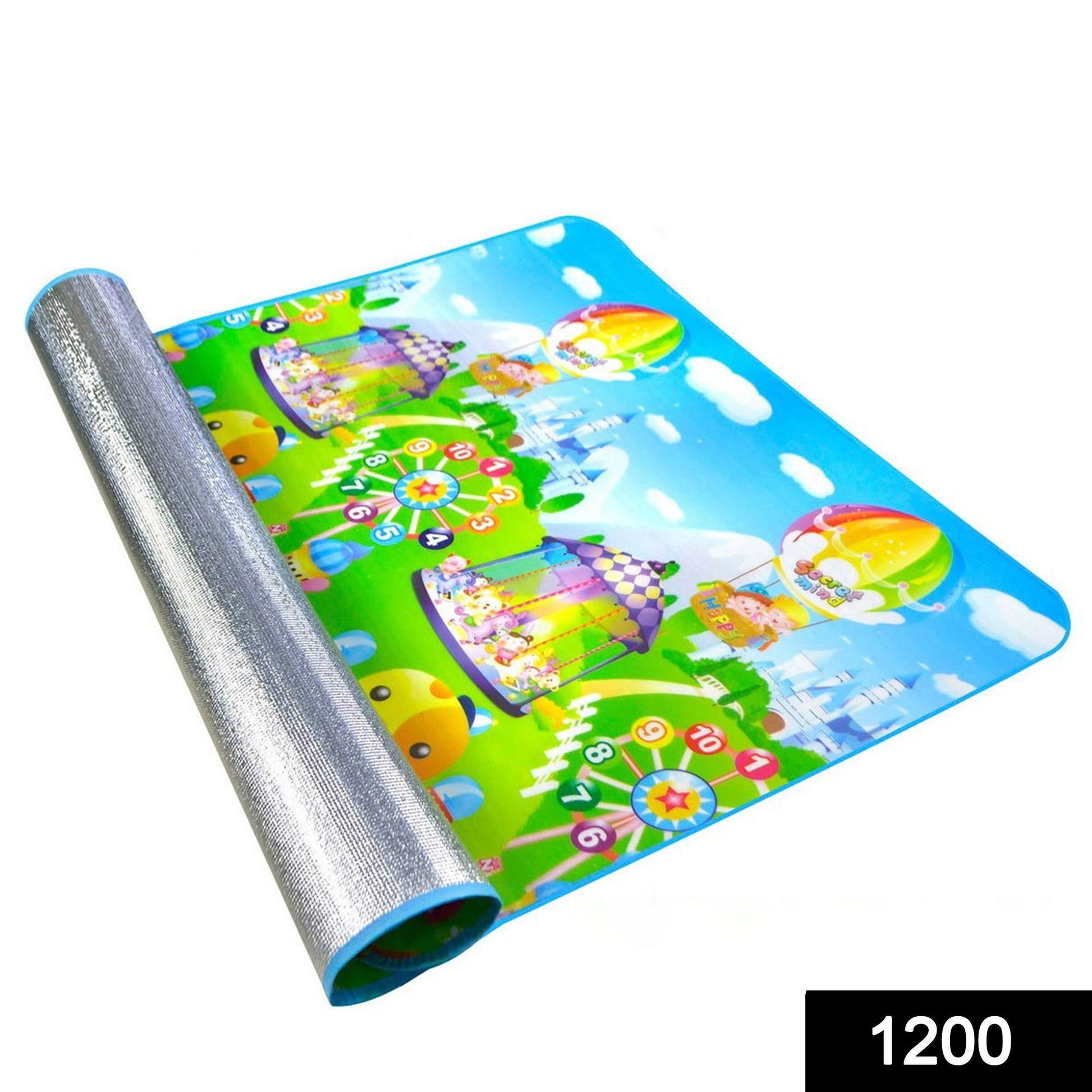 Wukusy waterproof single-side baby play crawl floor mat in blue, 180x115cm, suitable for kids’ picnic, school, and home use.