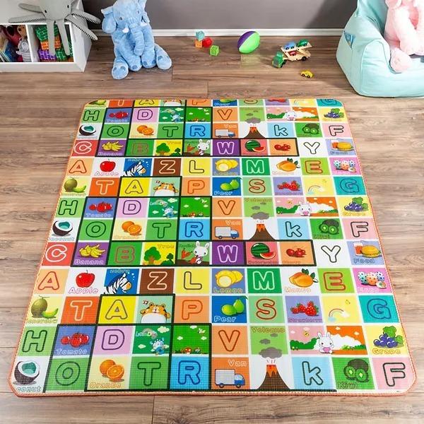 Wukusy waterproof baby play crawl mat, single side, 180x115 cm, ideal for kids' picnics, school, and home play areas.