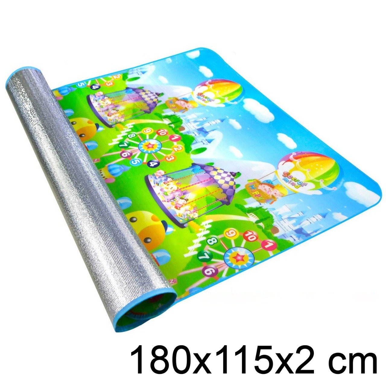 Wukusy waterproof baby play crawl floor mat in size 180x115 cm, single-sided, ideal for kids' play, picnic, school, and home use.