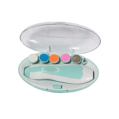 Wukusy Electric Baby Nail Trimmer with grinding heads for newborns and toddlers, baby care device for gentle nail grooming.