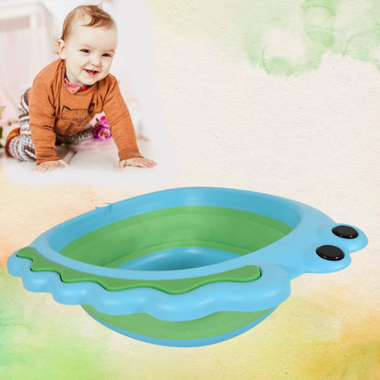 Wukusy frog-shaped baby wash basin, foldable and lightweight with thick sides, ideal for face washing and baby care at home.