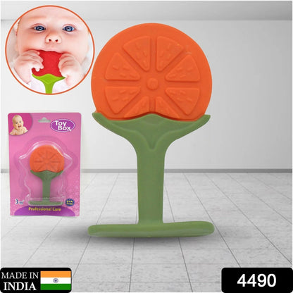Wukusy silicone fruit-shaped teether toy for babies and toddlers, made of food-grade silicone for safe soothing.