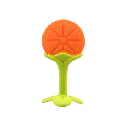 Wukusy silicone fruit-shaped teether toy for babies and toddlers, made of food-grade silicone for safe teething comfort.