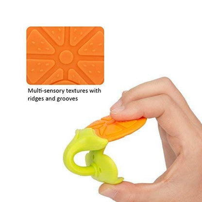 Wukusy silicone fruit-shaped teether toy for babies, toddlers, and infants, made from food-grade silicone for safe chewing.
