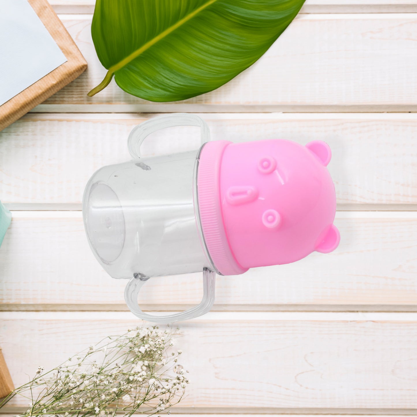 Wukusy baby milk mug with leakproof lid, lightweight, dishwasher safe, 250ml sippy cup for kids, designed for nursing.