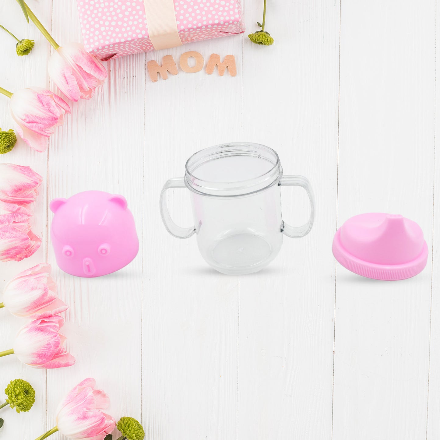 Wukusy baby milk mug with leakproof lid, lightweight and dishwasher safe, designed for kids, 250 ml capacity.