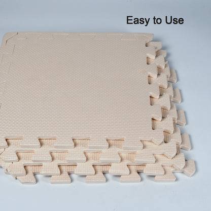 Wukusy Kids Foam Puzzle Play Mats for infants and toddlers, soft plush interlocking tiles, 63x63cm, set of 4.