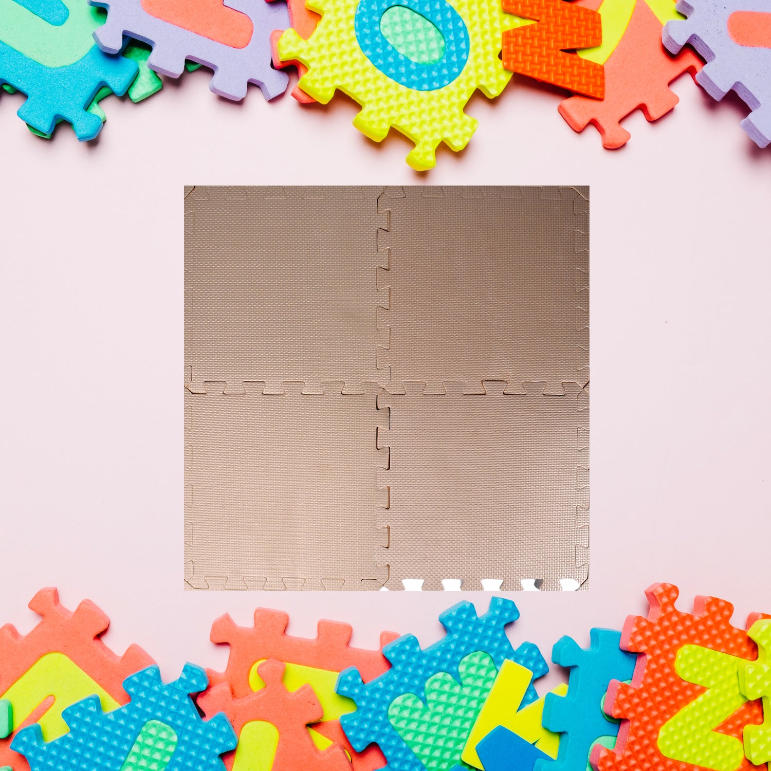 Wukusy soft plush foam interlocking baby play mats for crawling and playing, 63x63cm, set of 4, suitable for infants and toddlers.