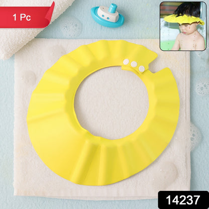 Adjustable Wukusy baby shower cap for baby care, featuring soft waterproof material and adjustable fit for infants.