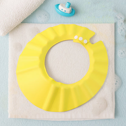 Adjustable Wukusy Baby Shower Cap for baby care, featuring a soft, flexible design to keep water out during bath time.