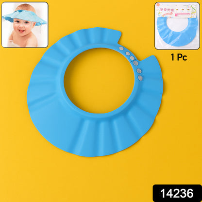 Adjustable Wukusy Baby Shower Cap for baby care, fits snugly to keep water and shampoo out of baby's eyes during bath time.