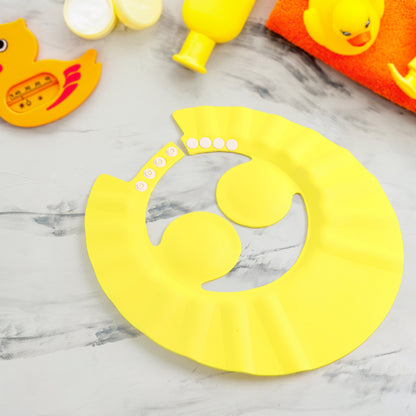 Adjustable Wukusy Baby Shower Cap for baby care, featuring soft waterproof material and adjustable fit for gentle protection.