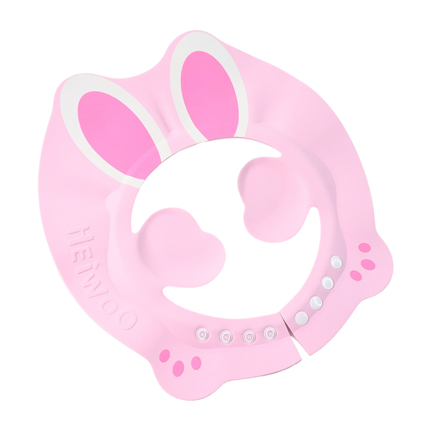 Adjustable Bunny Ear Baby Shower Cap by Wukusy, soft baby care hat with cute bunny ears for newborns and infants.