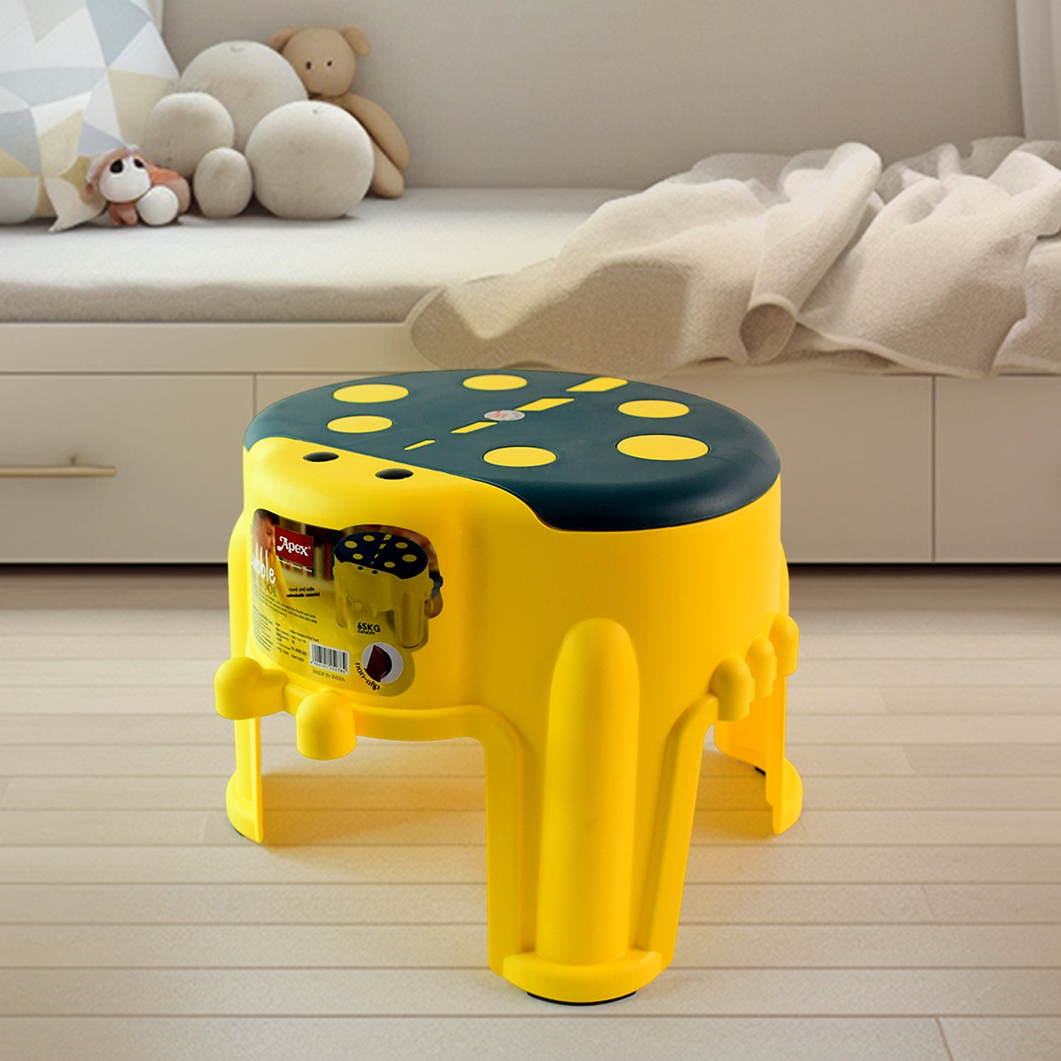 Wukusy Apex Bubble Kids Stool, durable plastic step stool for children, shown in a colorful, child-friendly design.