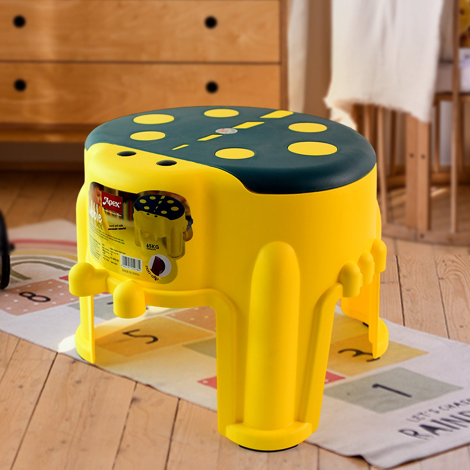 Wukusy Apex Bubble Kids Stool, durable plastic step stool for children, shown in a bright pink color suitable for toddler use.