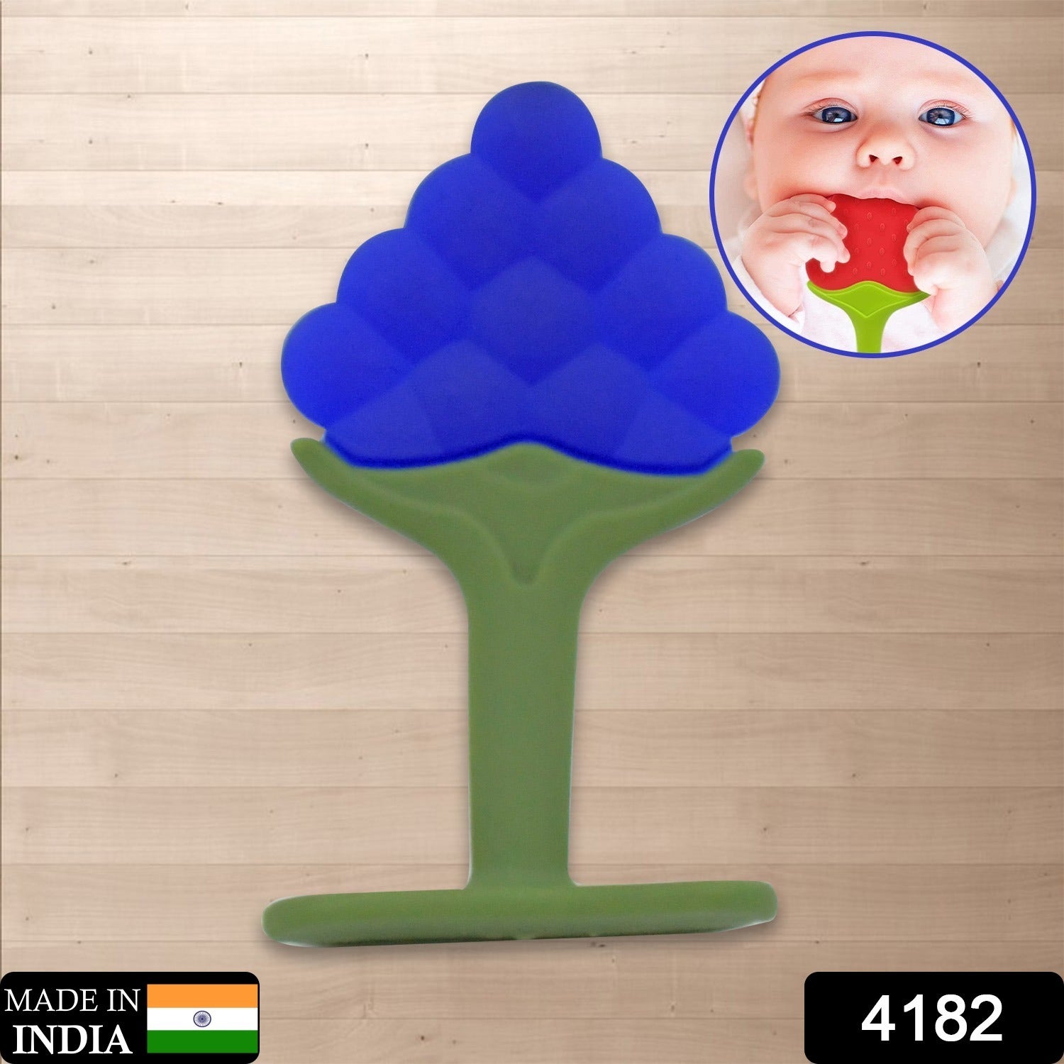 Wukusy baby silicone fruit teether for toddlers, non-toxic, food-grade silicone, latex-free, suitable for kids above 3 months.