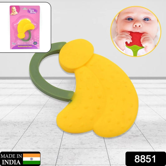 Wukusy baby silicone fruit teether featuring grapes, banana, and watermelon designs, made from food-grade, non-toxic silicone for toddlers.