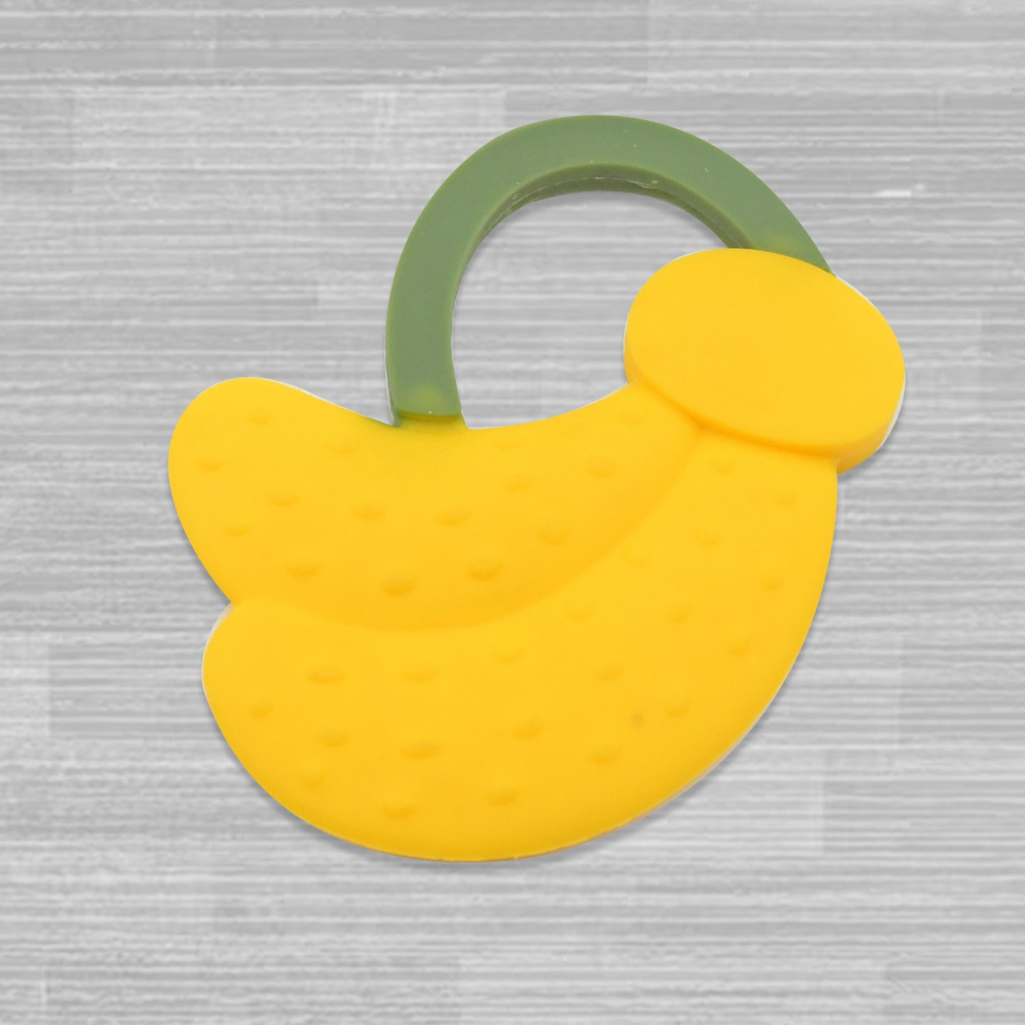 Wukusy baby silicone fruit teether featuring grapes, banana, and watermelon designs for toddlers over 3 months, non-toxic and food grade.