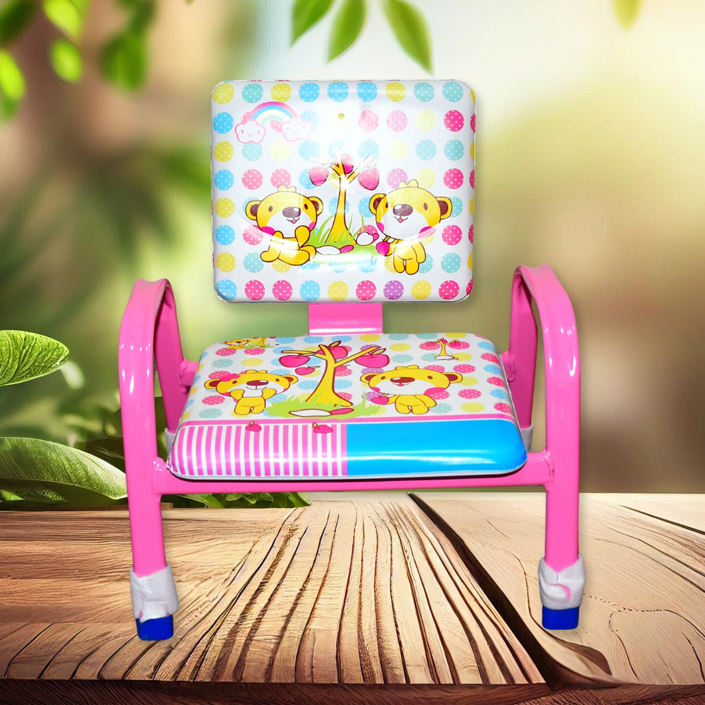 Wukusy cartoon baby chair with strong steel frame, cushioned seat, and high-quality design for comfortable baby care.
