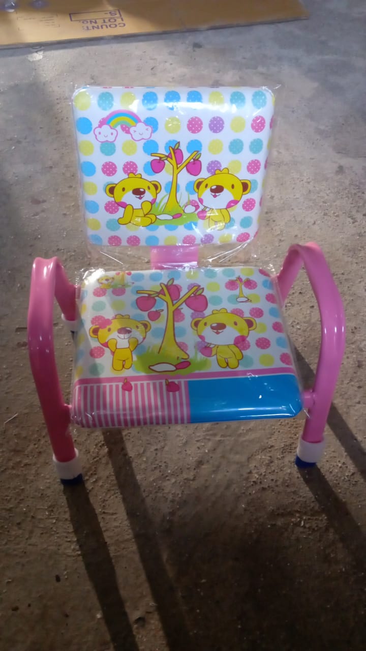 Wukusy cartoon baby chair with steel frame and cushioned seat, designed for comfort and durability in baby care settings.