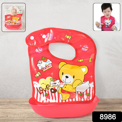 Wukusy waterproof BPA-free reusable baby bib made of soft fabric, ideal for protecting clothes during feeding.