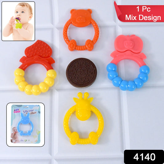 Silicone baby teething toy from Wukusy with colorful, mixed design for soothing and teething relief for infants.