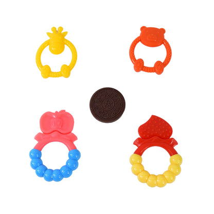 Wukusy silicone baby teething toy with colorful mix of designs, safe and soft for soothing baby’s gums.