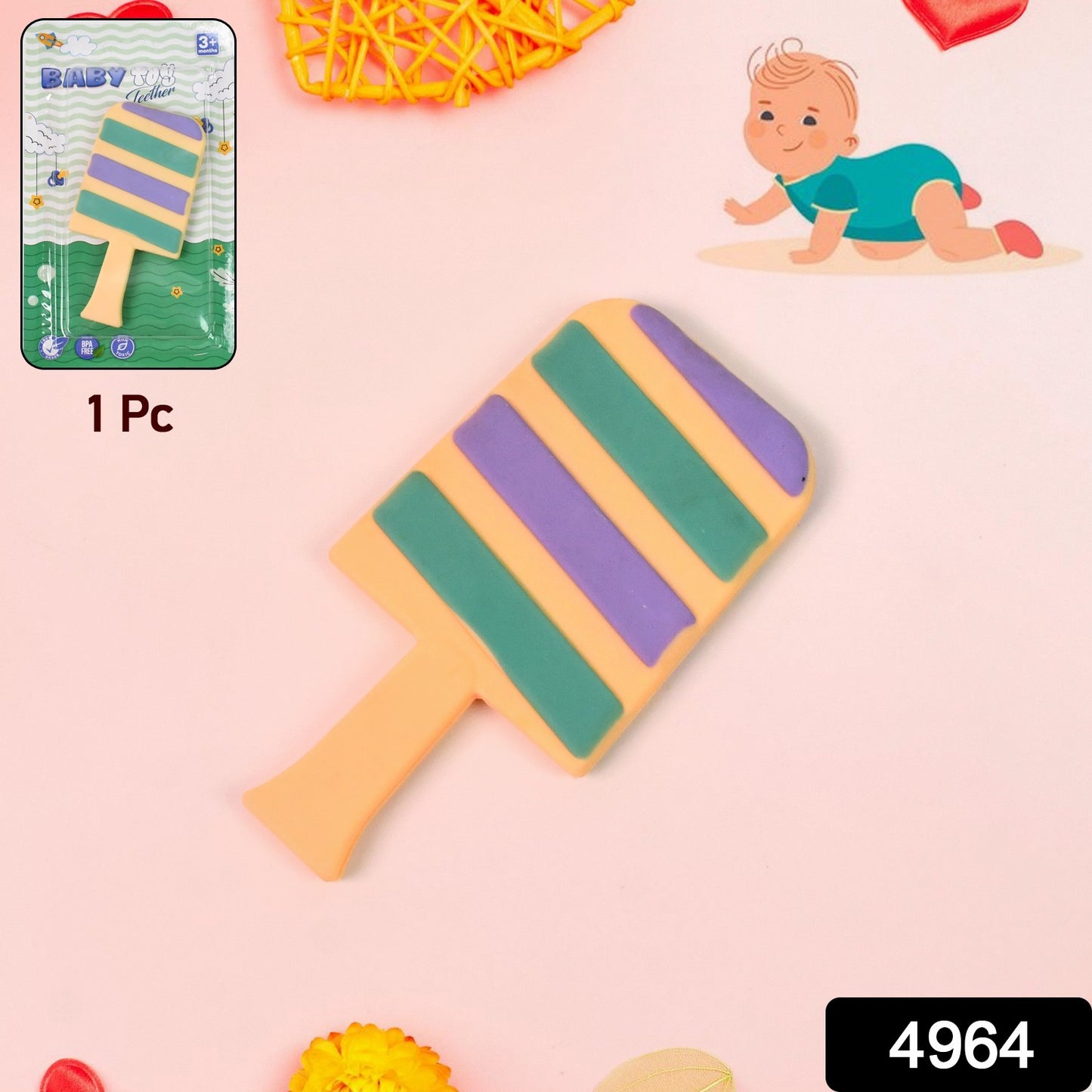 Wukusy silicone candy shape baby teether in vibrant colors, designed for soothing babies during teething.