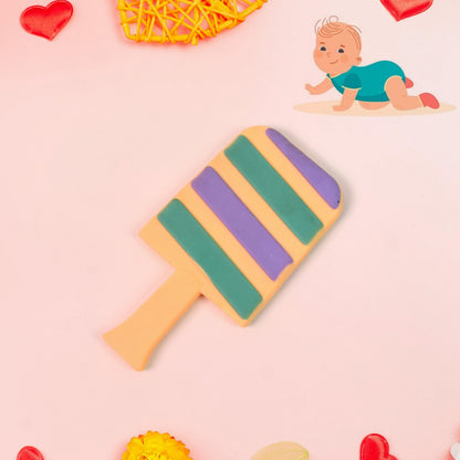 Wukusy silicone candy shape teether for babies, displaying a colorful, soft, chew-friendly baby care accessory in vibrant candy design.